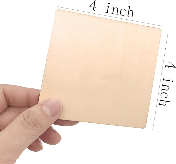 20 Pcs Unfinished Wood Pieces, Wood Square 4 x 4 Inch | Blank Natural Slices - Image 2