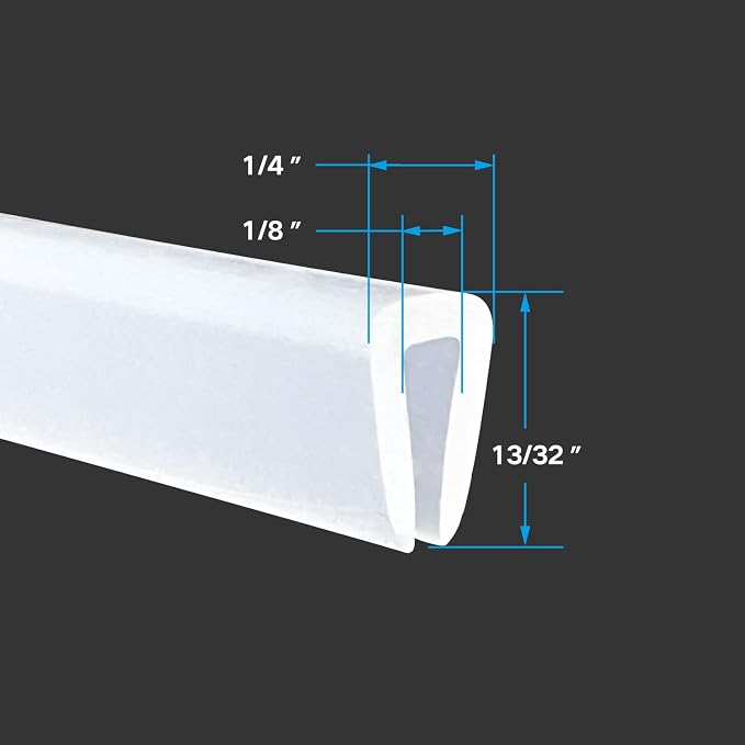 Clear Rubber Edge Trim, U Channel Silicone Rubber Edge Trim, 1/8" Slot - Image 2