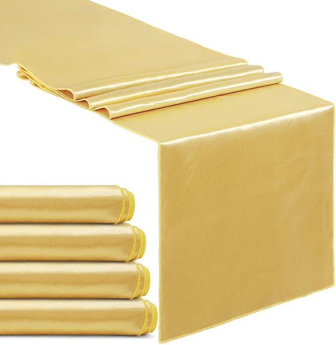 B-COOL Set of 5 Satin Table Runner Light Gold 12x108 inch Table Runner by B-COOL