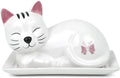 Cat Butter Dish with Lid – Cute Ceramic Plate – Keeper to leave on counter – Gift for cat lovers – Decor for dining room table – Perfect housewarming gift – Butterbell dish