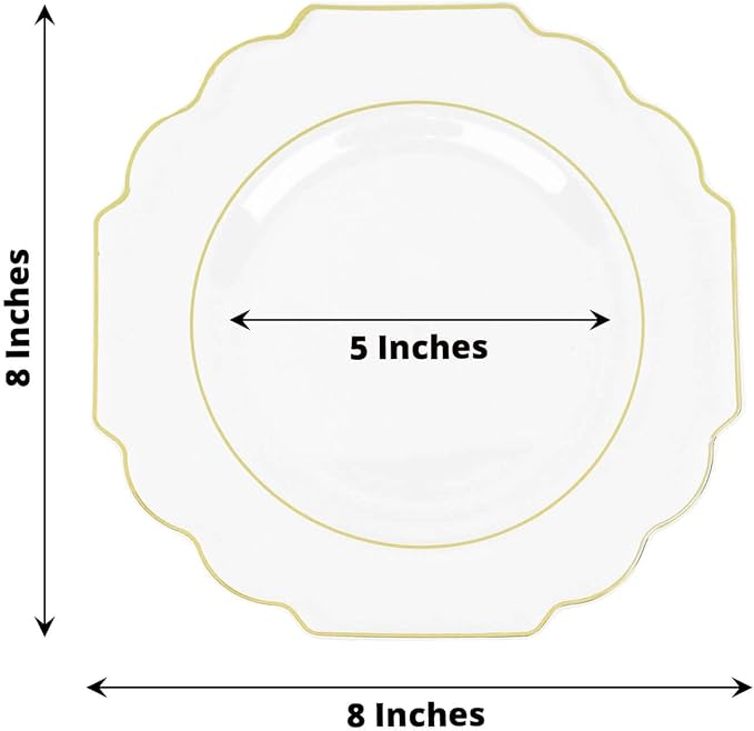 Clear Hard Plastic Dessert Plates, 50 Pack 8" Disposable Round Baroque Plates - Image 3