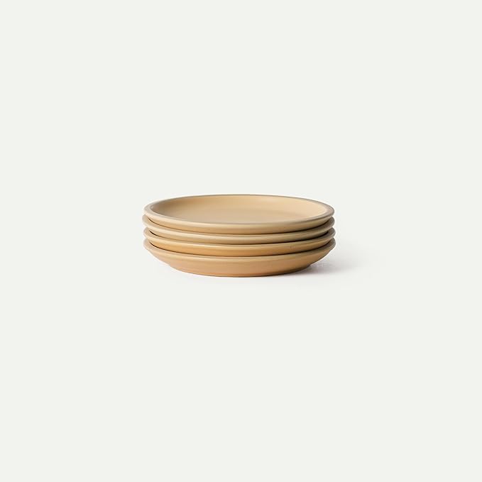 MORA Medium Plates Set of 4, 8.5 inch Ceramic Pottery Salad Plates - Microwave, Oven and Dishwasher Safe - Merrigold