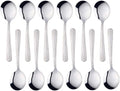 Bouillon Spoons Set of 12, 5.9 Inch Stainless Steel Soup Spoon, Metal Round by KitchenDining