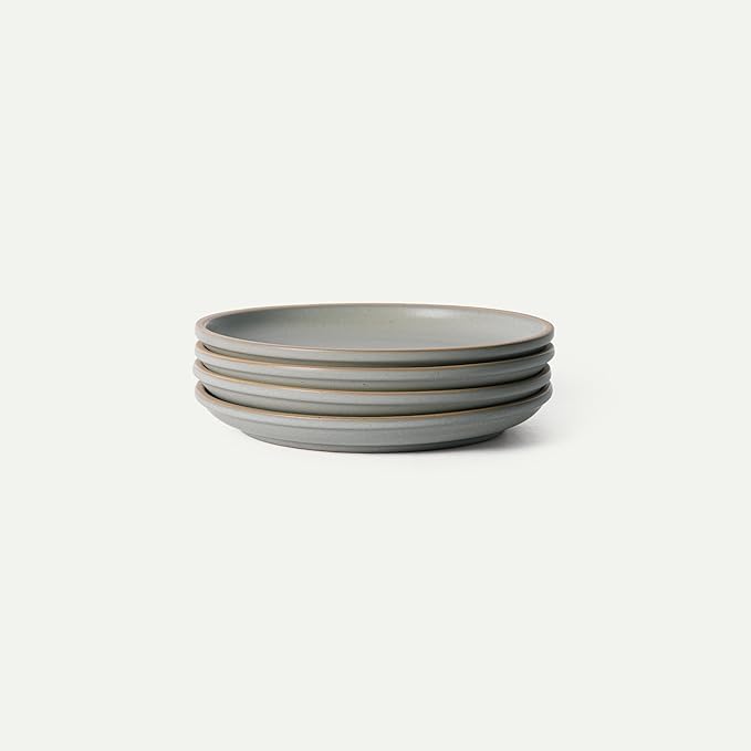 MORA Large Plates Set of 4, 10.5 inch Ceramic Pottery Dinner Plates - Microwave, Oven and Dishwasher Safe - Peppercorn