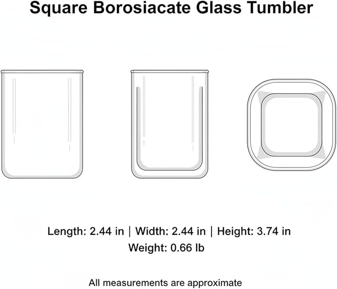 Drinking Cup Square Borosilicate Glass Tumbler Handleless Design - Image 7