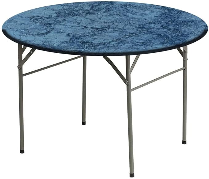 Elastic Tablecloth, Marble Decorative Fabric Table Cover for, Abstract Crack Pattern, Fit Round Tables 35inch Diameter, for Dining Room/Party/Banquet Decoration, Blue