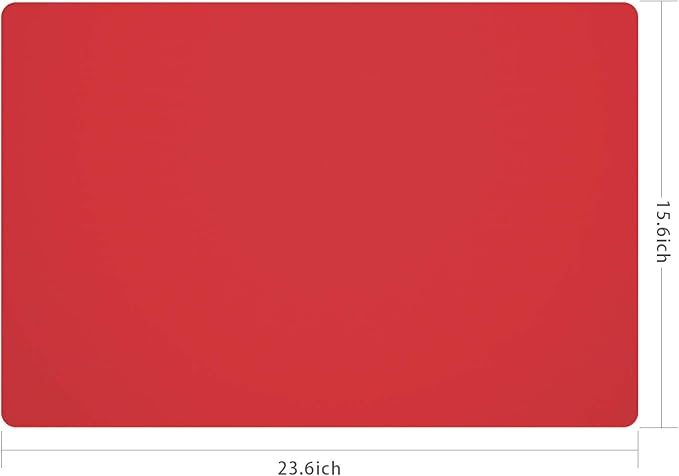 Silicone Placemats, Food-Grade Non-Slip Waterproof, Dining, Stain Resistant, Countertop Protector, Kitchen Counter Mat, Heat Resistant, Baking mat Dishwasher Safe (23.6"×15.7"-2pack, Red)