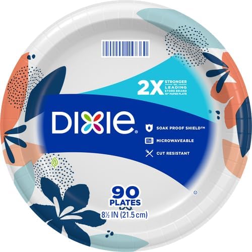 Dixie Medium Paper Plates, 8.5 Inch, 2X Stronger*, Microwave-Safe, Soak-Proof - Image 2