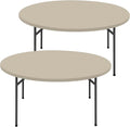Round Spandex Tablecloth 2 Pack, Elastic Fitted Waterproof Tablecloths for 36"-44" Tables, Stretch Washable Picnic Table Cover for Camping, Dining, Indoor and Outdoor, Taupe