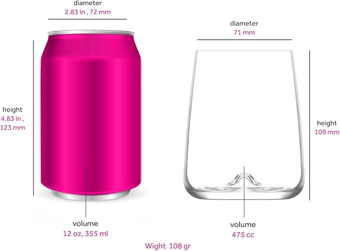 LAV Terra 4-Pack Beverage Glasses – 16 fl oz Durable Drinkware Set, Classic Tall Glasses for Cocktails, Water, Cold Drinks – Ideal for Home & Bar Use