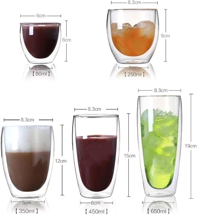 Glass Coffee Mugs, Double Wall Insulated Thermal Cups Drinking Glasses - Image 6