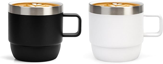 Zenbo 6 oz Espresso Mug with Handle, Ceramic-Lined 18/8 Stainless Steel | by Zenbo