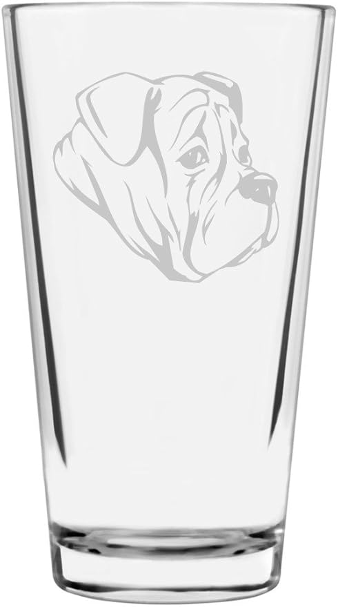 Olde English Bulldogge Custom Personalized Dog Themed Etched All Purpose 16oz Pint Glass