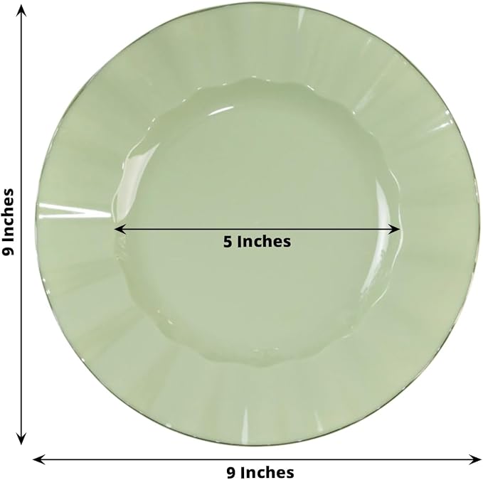 Efavormart 10 Pack | Sage Green 9" Round Plastic Dessert Salad Plates, - Image 3