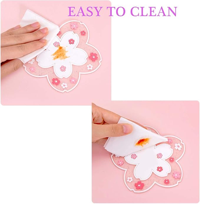 Sakura Coasters Set of 6 Kawaii Cup Mat Anti-Skid Pot Bowl Pad Placemats PVC - Image 6
