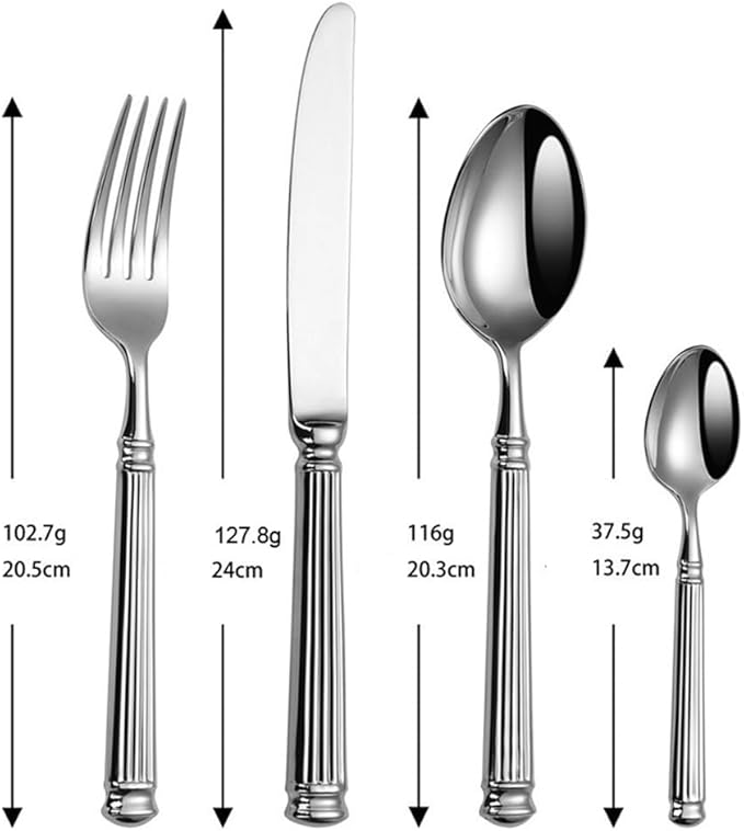 Silverware Set for 4 Morden Flatware Set 16 Pieces 18/10 Stainless Steel Unique Roman Column Handle Cutlery Utensil Sets for Home Restaurant Dishwasher Safe Tableware Set