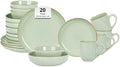 Eur-Nordic Shape Raising Rim 20pc Dinnerware Set, Shiny Glaze Green by HomeVSS
