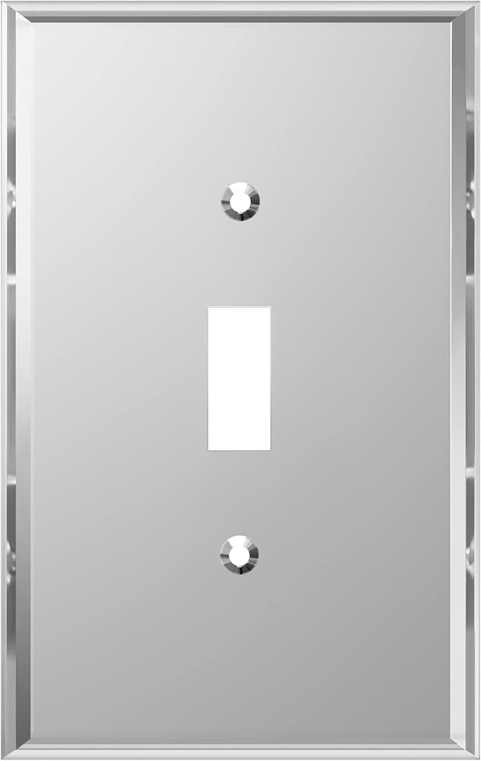 LIDER Reflective Acrylic Toggle Switch Wall Plate, Mirrored Light Switch Cover, Plexiglass Cover Plate, Acrylic Glass, Oversized 1-Gang 5.25" x 3.44", LWP-11O-ASV, Silver