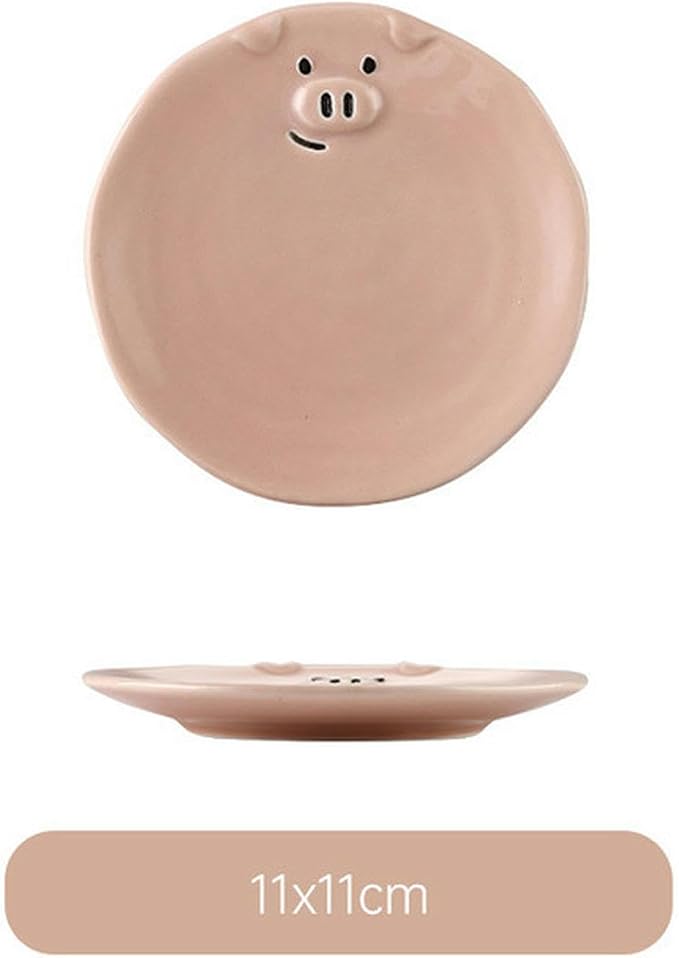 Nordic Style Creative Cute Pink Piglet Dishes, Home Breakfast Ceramic Matte - Image 2