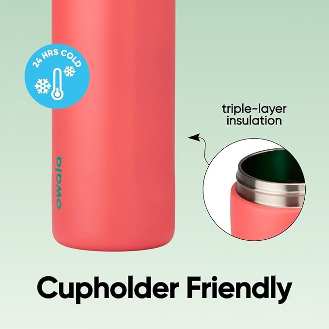 Owala FreeSip Stainless Steel Water Bottle 24 oz Strawberry Fields - Image 4