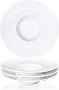 Ceramics Rimmed Soup Bowls 5.1 oz, White 8.5 inch Exquisite small soup plate Set of 4, Pasta plates With Rim is the best choice for hotels, kitchens, fine restaurants and gourmets