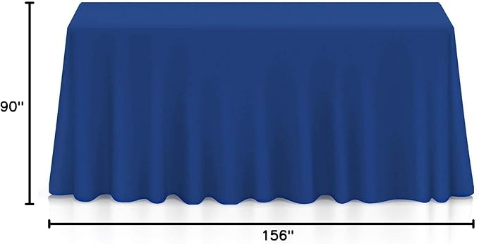 Lann's Linens 90 x 156 Inch Rectangular Tablecloth, Washable Polyester Fabric Table Cloth for Dining Tables, Parties, Restaurant, Wedding - Royal Blue