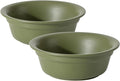 Ceramic 6.3inch Set of 2 Dog Bowls, 2pcs Basic 1.5 Cup Food or 15 oz Water Dishes for Small Dogs, Wide Opening Rounded Edge (2 Bowls, Olive Green)
