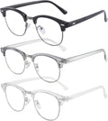 SOAR&EAGLE 3 Pack Blue Light Blocking Glasses,Computer Gaming Glasses,Retro Semi Rimless UV400 Clear Lens Computer Eyewear