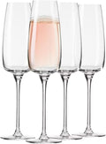 Krosno Modern Champagne Glasses, Set of 4, 7.4 Oz, Premium Crystalline Glass, Lead-free,Durable,Scratch-resistant, Ideal for Prosecco, Mimosas, Sparkling Wine, Scratch-resistant, Made in Europe
