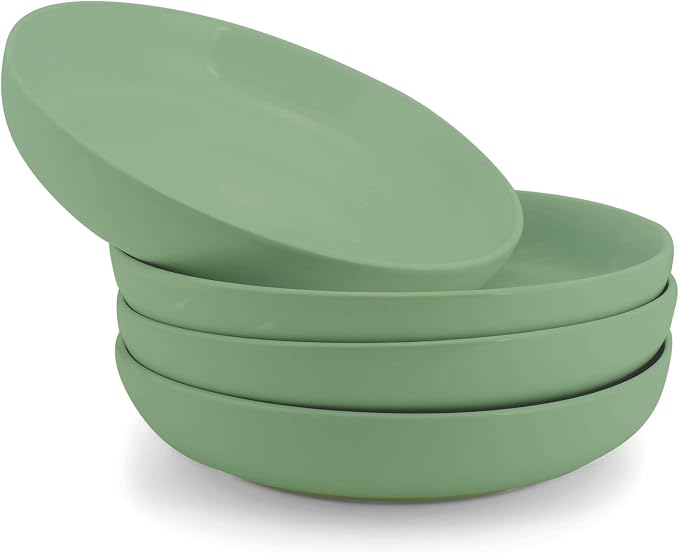 Elanze Designs Bistro Glossy Ceramic 8.5 inch Shallow Pasta Dinner Bowls Set of by ElanzeDesigns