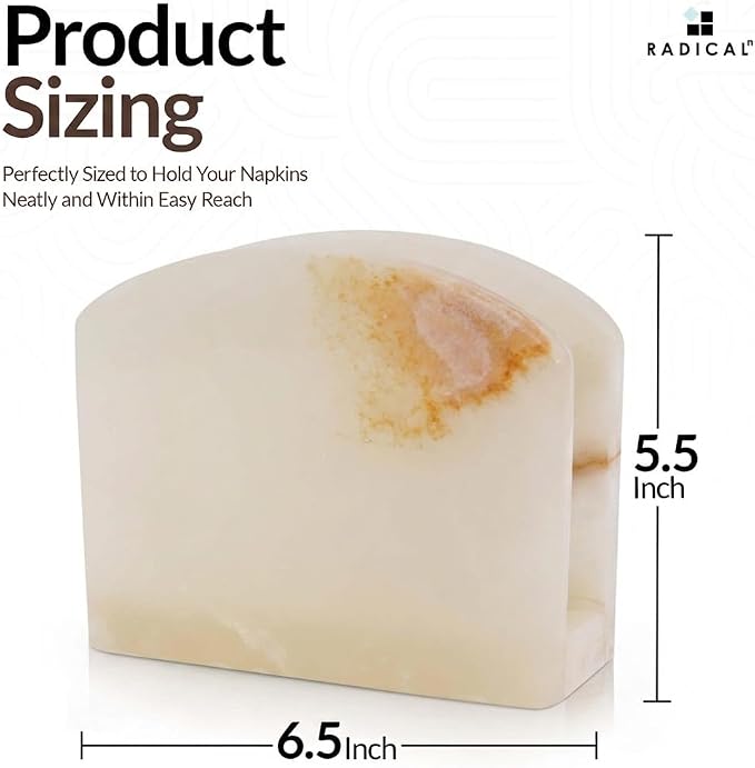 Radicaln Marble Napkin Holder 5.5" Inches White Onyx Handmade Simple Modern - Image 6
