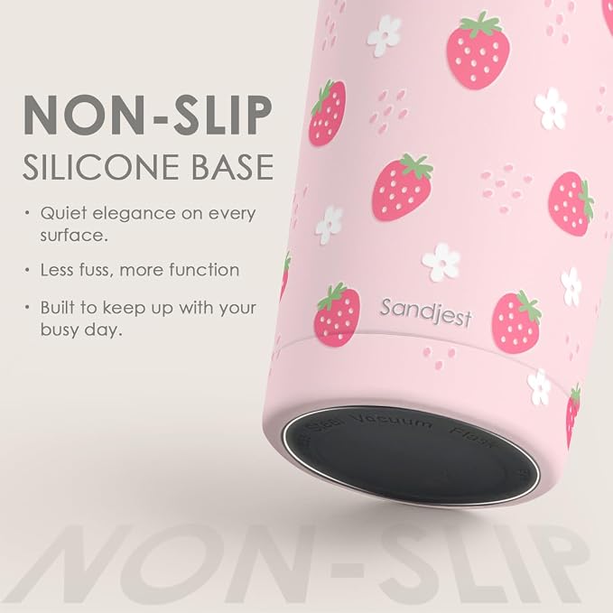 SANDJEST Strawberry Tumbler 20oz, Stainless Steel Travel Cup - Image 4