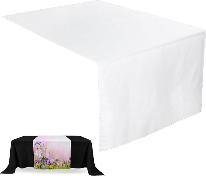 2 Pcs White Sublimation Table Runners Blanks 36 x 72 Inch Polyester White Table by Breling