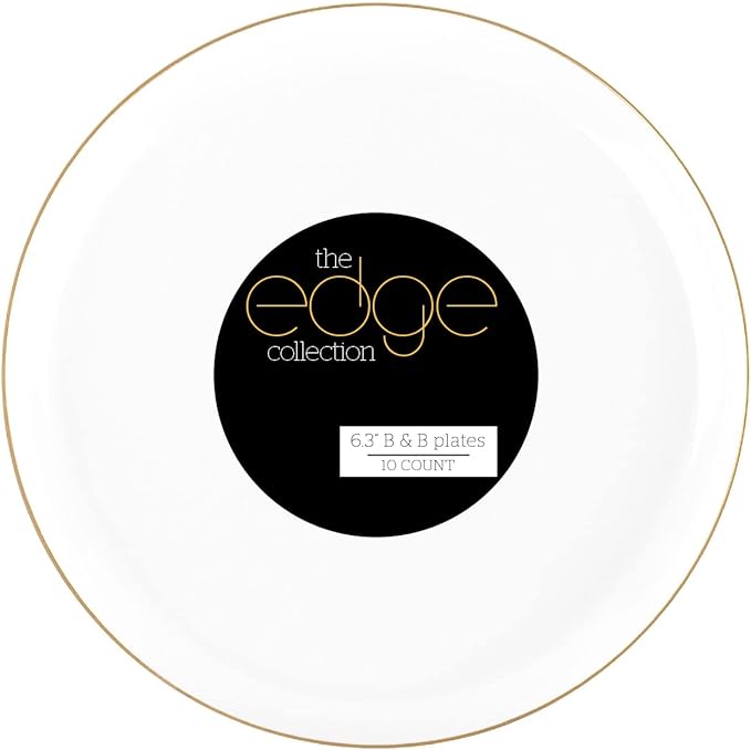 [30 Pack 6.3''] White Plastic Party Plates With Gold Rim Edge Collection Premium heavyweight Elegant Disposable Tableware Dishes