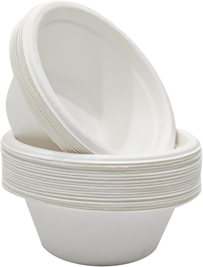 6 oz. Compostable Bowls [100-Pack] – Eco-Conscious Soup Bowls Made from Sugarcane Bagasse Fiber – Heavy-Duty, Microwave & Refrigerator Safe – Ideal for Parties, Snacks & Everyday Meals (6 oz [160ml])