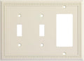 Henne Bery Sunken Pearls Heavy Duty Decorative Wall Plate Switch Plate Outlet Cover (Double Toggle/Single Decorator, Light Almond)