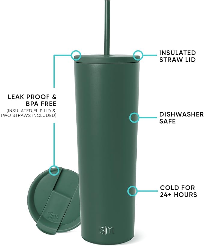 Simple Modern Iced Coffee Tumbler, Insulated | 28oz | Green - Image 2