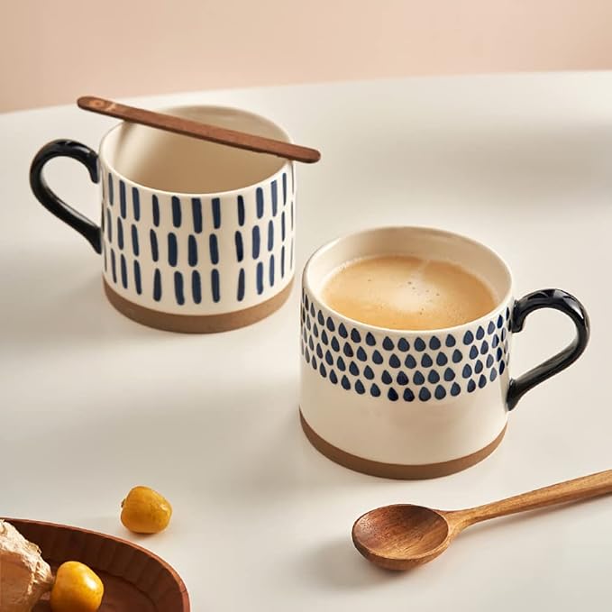 SOUJOY Set of 4 Large Ceramic Coffee Mugs, 15 Oz Hand Painted Coffee Cups - Image 8