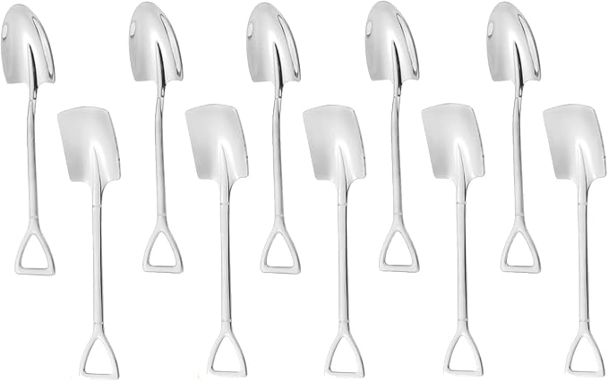 10Pcs Shovel Spoons Stainless Steel Spoon Reusable Dessert Spoons by Ruksifg