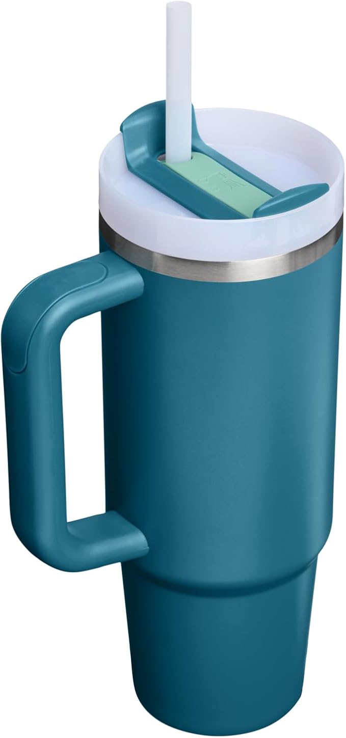 STANLEY Quencher H2.0 Flow State Tumbler, 30 oz, Coastal Teal | Handle and - Image 3