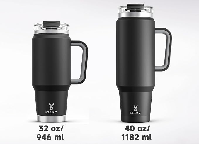Meoky 40 oz Tumbler with Handle and Straw, Insulated Tumbler with Lid and Straw - Image 8