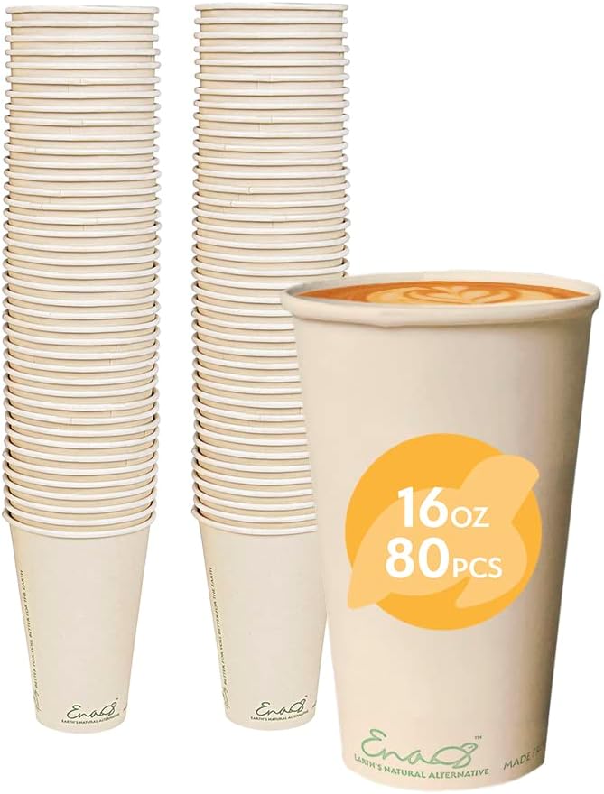 100% Compostable Disposable Coffee Cups Paper Cups Made from Bamboo, by EarthsNaturalAlternative