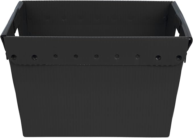 Hudson Exchange 18.25 x 13.25 x 11.75 (3 Pack) Corrugated Space Age Handled Storage Container Mail Tote, Black