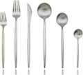 JASHII Luxury Flatware, Silverware Sets, 6-pieces Elegant Cute 18/10 Stainless Steel Silverware Set for Eating Home Kitchen Hotel Restaurant, Service Sets for 1 People, Dishwasher Safe