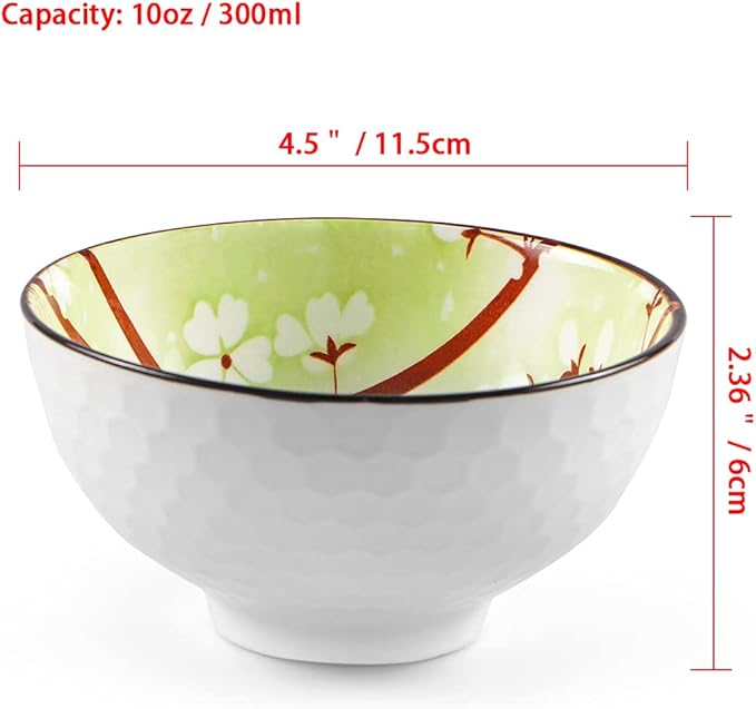 Ceramic Rice Bowls 10 oz, Sakura Bowl Gift Set - Image 3