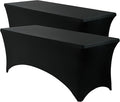 VidaFete Spandex Tablecloth 2 Pack 4FT, Fitted Stretch Table Cover for Rectangle Tables, Wrinkle Resistant and Washable Tablecloths for Outdoor, Picnic, Party, Wedding, Banquet, Birthday, Black
