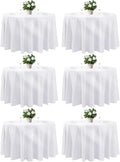 Cuckan 120 Inch Round Tablecloth, 6 Pack White Stain Resistant and Wrinkle-Free Polyester Table Cover for Wedding, Banquet, Party, Restaurant– [White], [6-Pack]