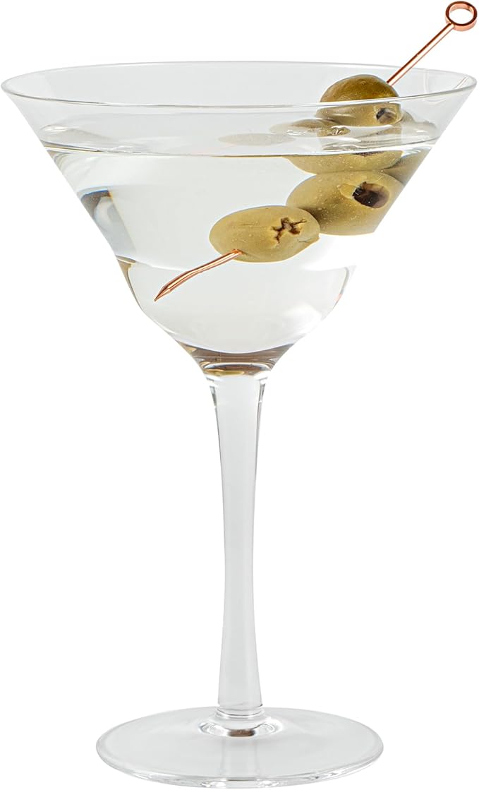 Restaurantware-Vetri 9 Ounce Martini Glasses, 6 Dishwashable Cocktail Glasses - No Lead, Long Stemmed, Clear Glass Party Drinkware, For Home And Bar Use, Serve Margarita, Cosmopolitan, And More