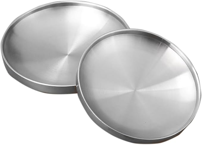 Stainless Steel Plates 6 Pcs Metal Double Layered Dinner Plates Unbreakable Dinner Dishes Set for Kitchen Home Camping Outdoor Party BBQ (7.5 inch)