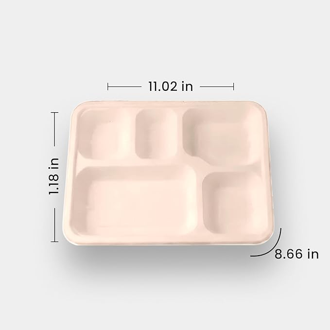 Pack of 250 Meal Tray Deep 5 Compartments – Durable Disposable Food Tray – Ideal for Catering, Takeaway & Events – Microwave Safe – Bulk Pack – Eco-Friendly & Sustainable